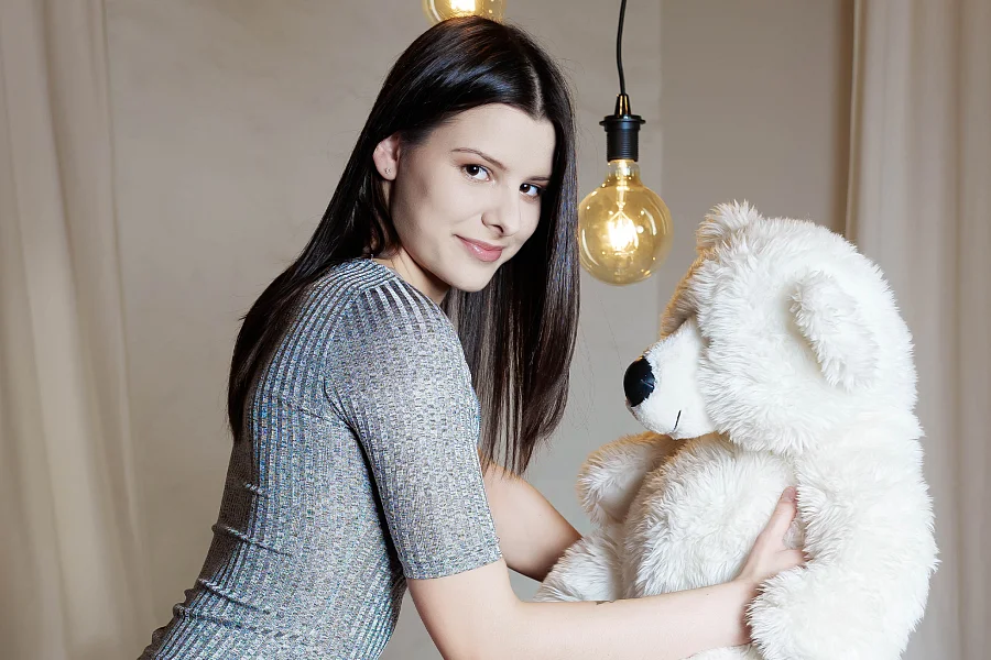 Viola Kat Rides The Motorcycle With Teddy Between Her Legs