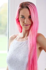 Pink hair girl Adele naked at the window Preview picture 1