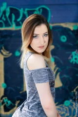 Sabrina small tits teen at graffiti wall Preview picture 2