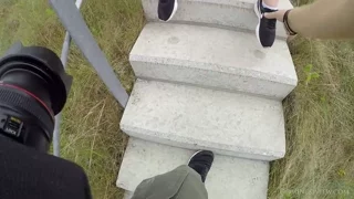 Sanija poses nude on stairs GoPro backstage frame 1
