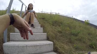 Sanija poses nude on stairs GoPro backstage frame 4