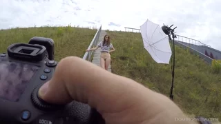 Sanija poses nude on stairs GoPro backstage frame 6