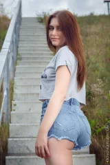 Sanija poses nude on stairs Preview picture 1