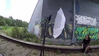 Sanija student of faculty of chemistry poses naked at graffiti wall gopro backstage frame 1