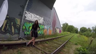 Sanija student of faculty of chemistry poses naked at graffiti wall gopro backstage frame 2
