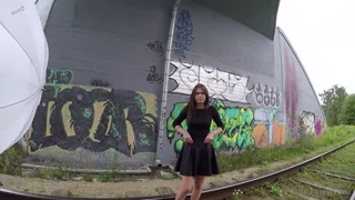 Sanija student of faculty of chemistry poses naked at graffiti wall gopro backstage frame 3