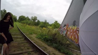 Sanija student of faculty of chemistry poses naked at graffiti wall gopro backstage frame 5