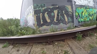 Sanija student of faculty of chemistry poses naked at graffiti wall gopro backstage frame 7