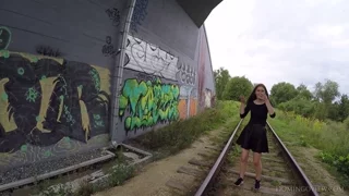 Sanija student of faculty of chemistry poses naked at graffiti wall gopro backstage frame 9