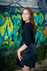 Sanija student of faculty of chemistry poses naked at graffiti wall Preview picture 2