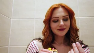 Shower masturbation and candies with redhead Lea frame 1