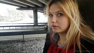 Stasey smokes on the street frame 5