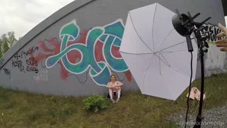 Topmodel Margarita nude photo session backstage frame 6