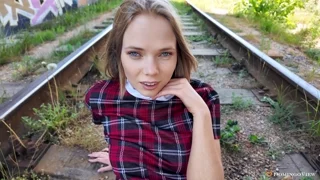 Red Checkered Dress Falls On Rails With Luise Wixx frame 6