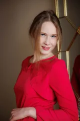 Red Dress Over Head Leaves Zuzanna Completely Nude Preview picture 3